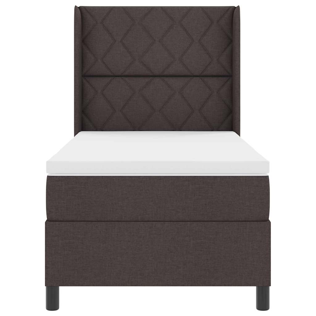 Letto a molle con cuscino Marrone Scuro 200 x 100 cm Tessuto | homemem39
