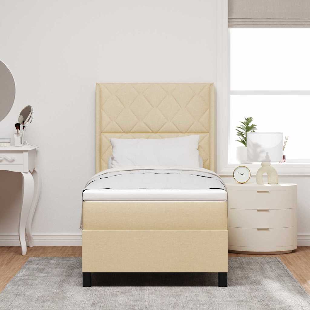 Letto a molle con cuscino Crema 200 x 100 cm Tessuto | homemem39