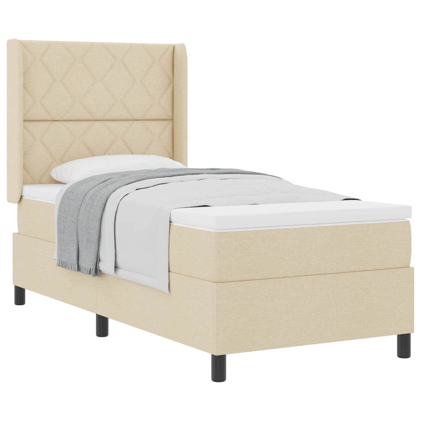 Letto a molle con cuscino Crema 200 x 100 cm Tessuto | homemem39