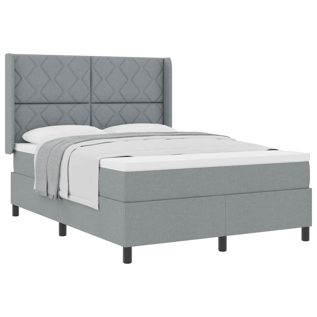 Letto a molle con materasso Grigio chiaro 140 x 190 cm Tessuto