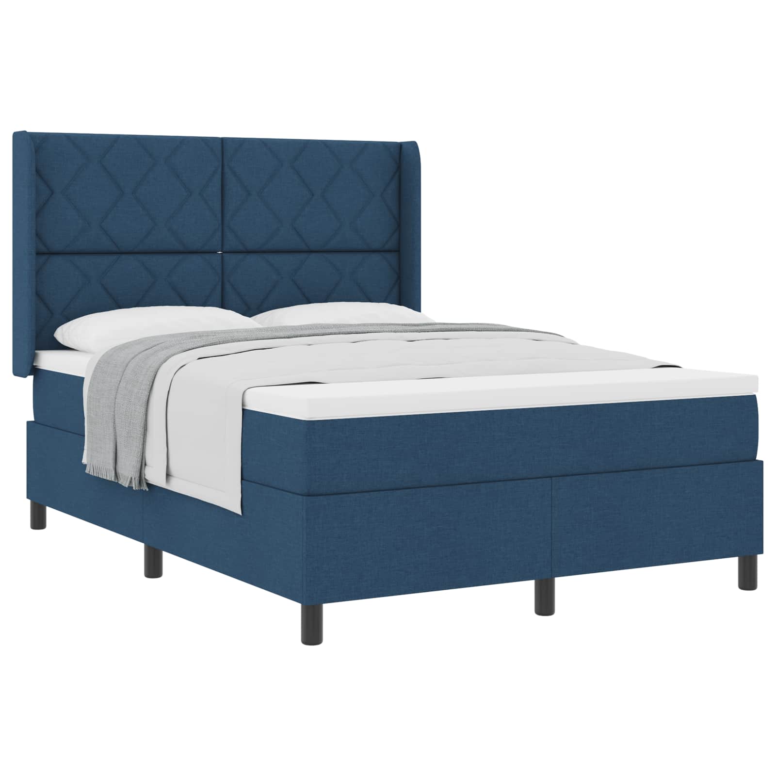 Letto a molle con cuscino con testiera Blu 190 x 140 cm Tessuto | homemem39