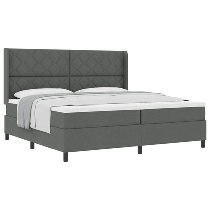 Letto a molle con materasso Grigio scuro 200 x 200 cm Tessuto