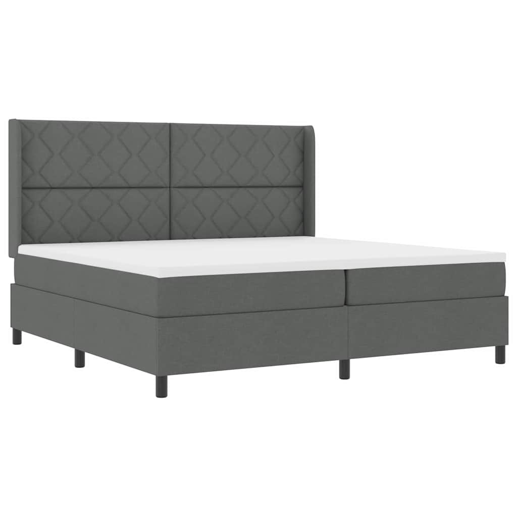 Letto a molle con materasso Grigio scuro 200 x 200 cm Tessuto