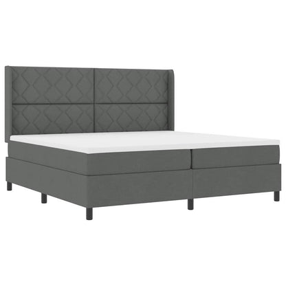 Letto a molle con materasso Grigio scuro 200 x 200 cm Tessuto