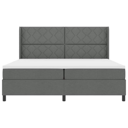 Letto a molle con materasso Grigio scuro 200 x 200 cm Tessuto