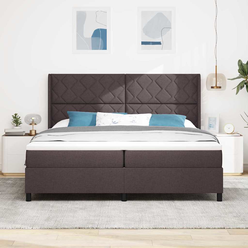 Letto a molle con cuscino Marrone Scuro 200 x 200 cm Tessuto | homemem39