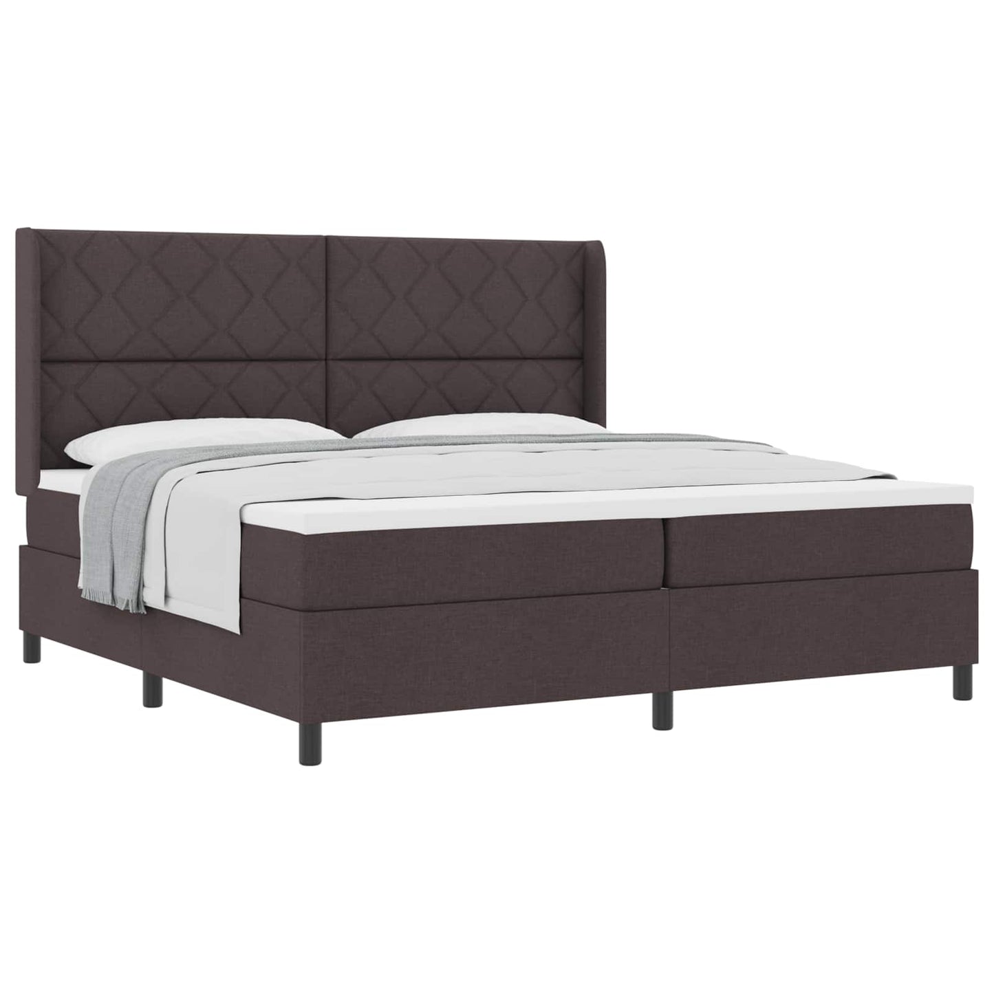 Letto a molle con cuscino Marrone Scuro 200 x 200 cm Tessuto | homemem39