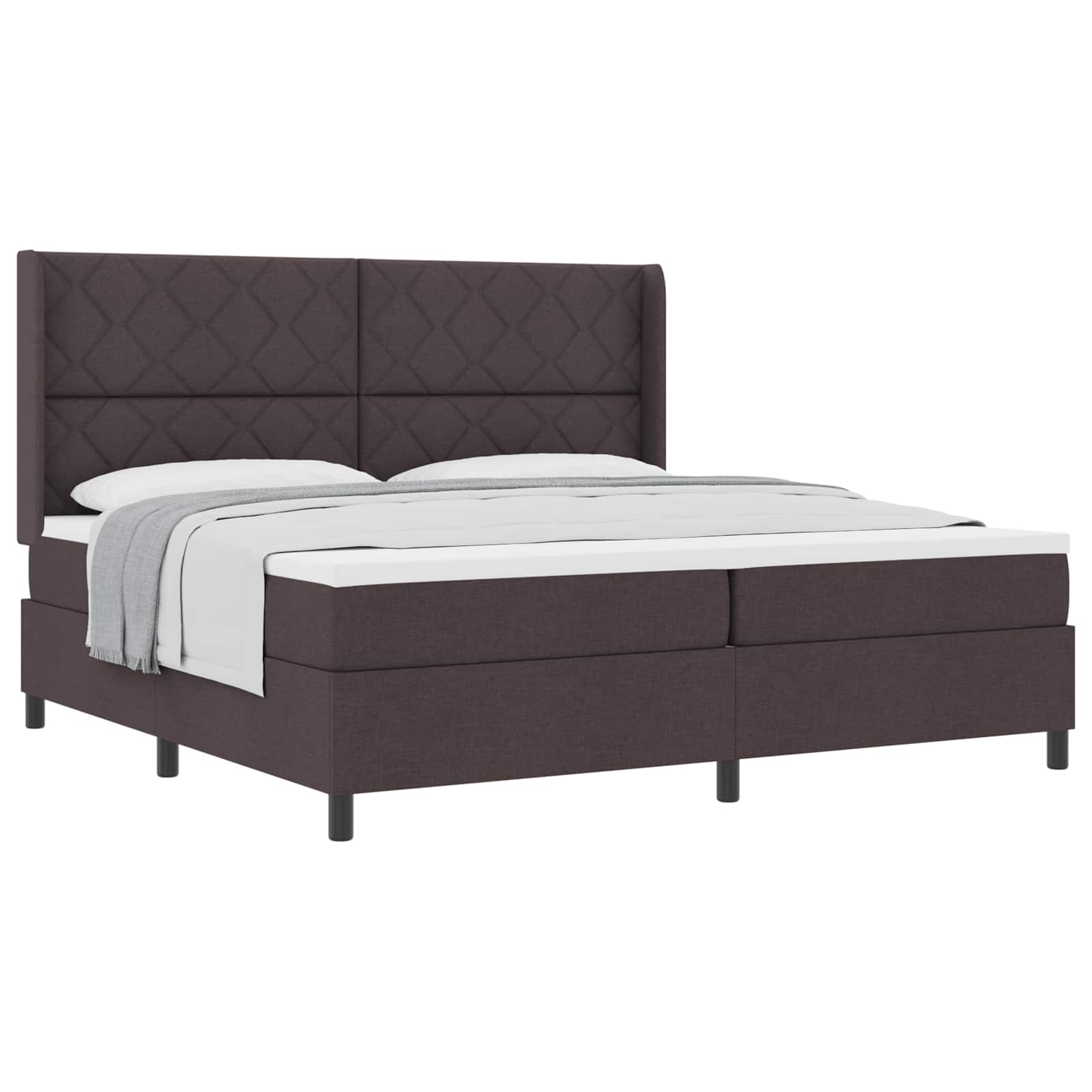 Letto a molle con cuscino Marrone Scuro 200 x 200 cm Tessuto | homemem39