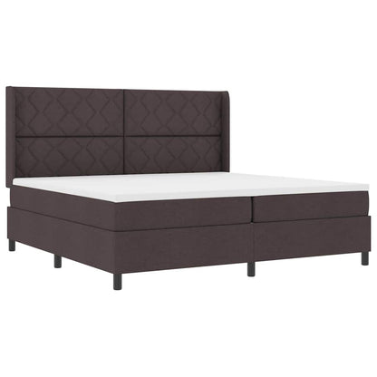 Letto a molle con cuscino Marrone Scuro 200 x 200 cm Tessuto | homemem39