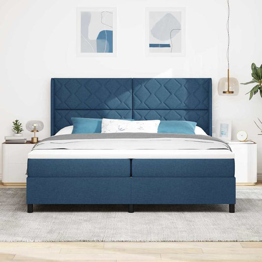 Letto a molle con materasso Blu 200 x 200 cm Tessuto