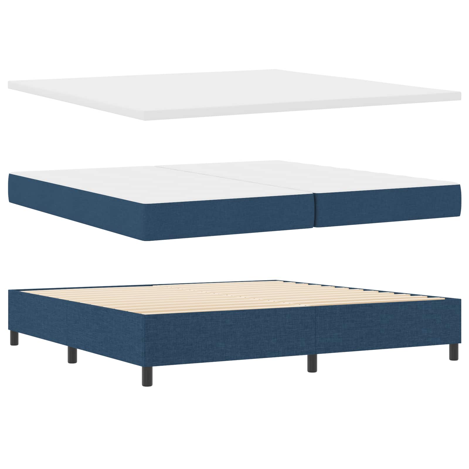 Letto a molle con cuscino con testiera Blu 200 x 200 cm Tessuto | homemem39