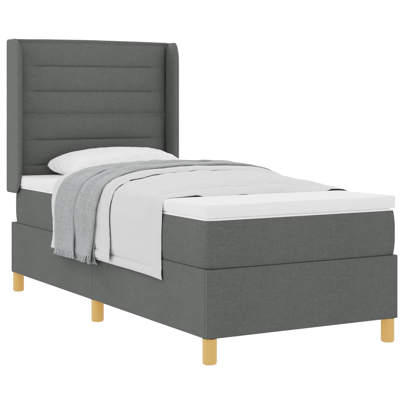 Letto a molle con materasso Grigio scuro 80 x 200 cm Tessuto | homemem39
