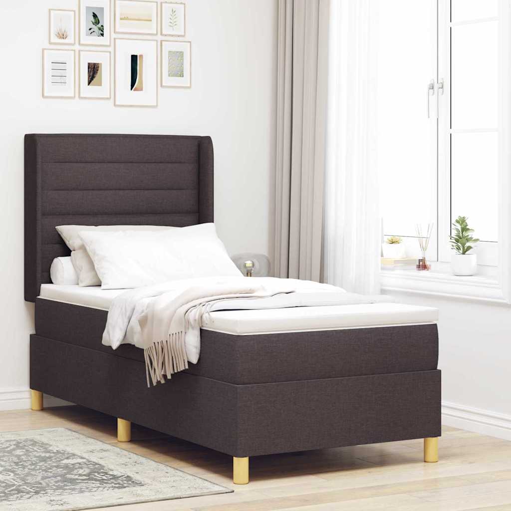 Letto a molle con materasso Marrone Scuro 90 x 190 cm Tessuto | homemem39
