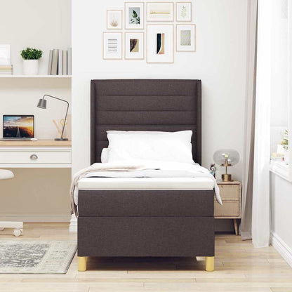 Letto a molle con materasso Marrone Scuro 90 x 190 cm Tessuto | homemem39