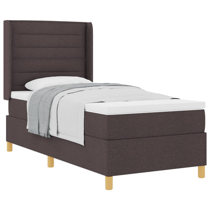 Letto a molle con materasso Marrone Scuro 90 x 200 cm Tessuto | homemem39