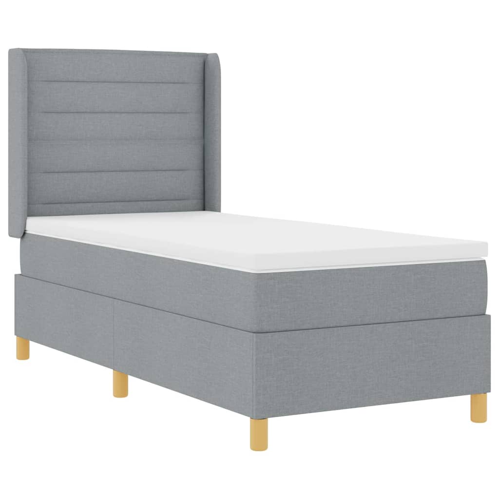 Letto a molle con testiera Grigio chiaro 100 x 200 cm Tessuto | homemem39