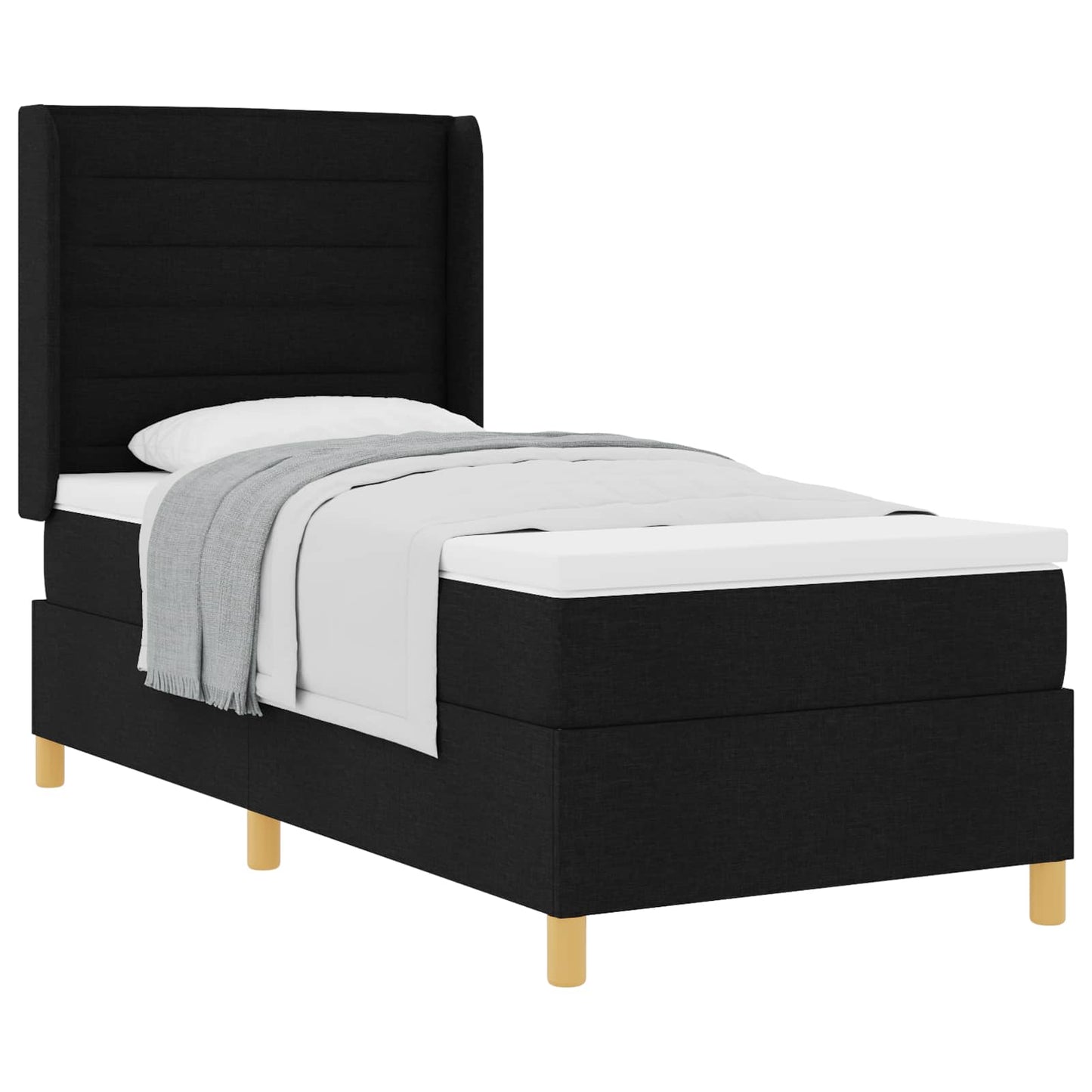 Letto a molle con materasso Nero 100 x 200 cm Tessuto | homemem39