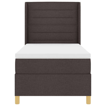 Letto a molle con materasso Marrone Scuro 100 x 200 cm Tessuto | homemem39