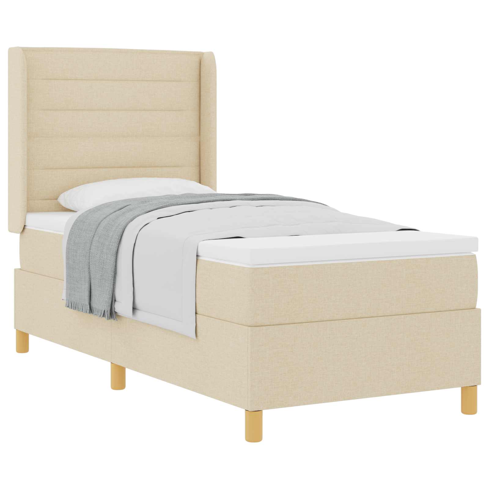 Letto a molle con materasso Crema 100 x 200 cm Tessuto | homemem39