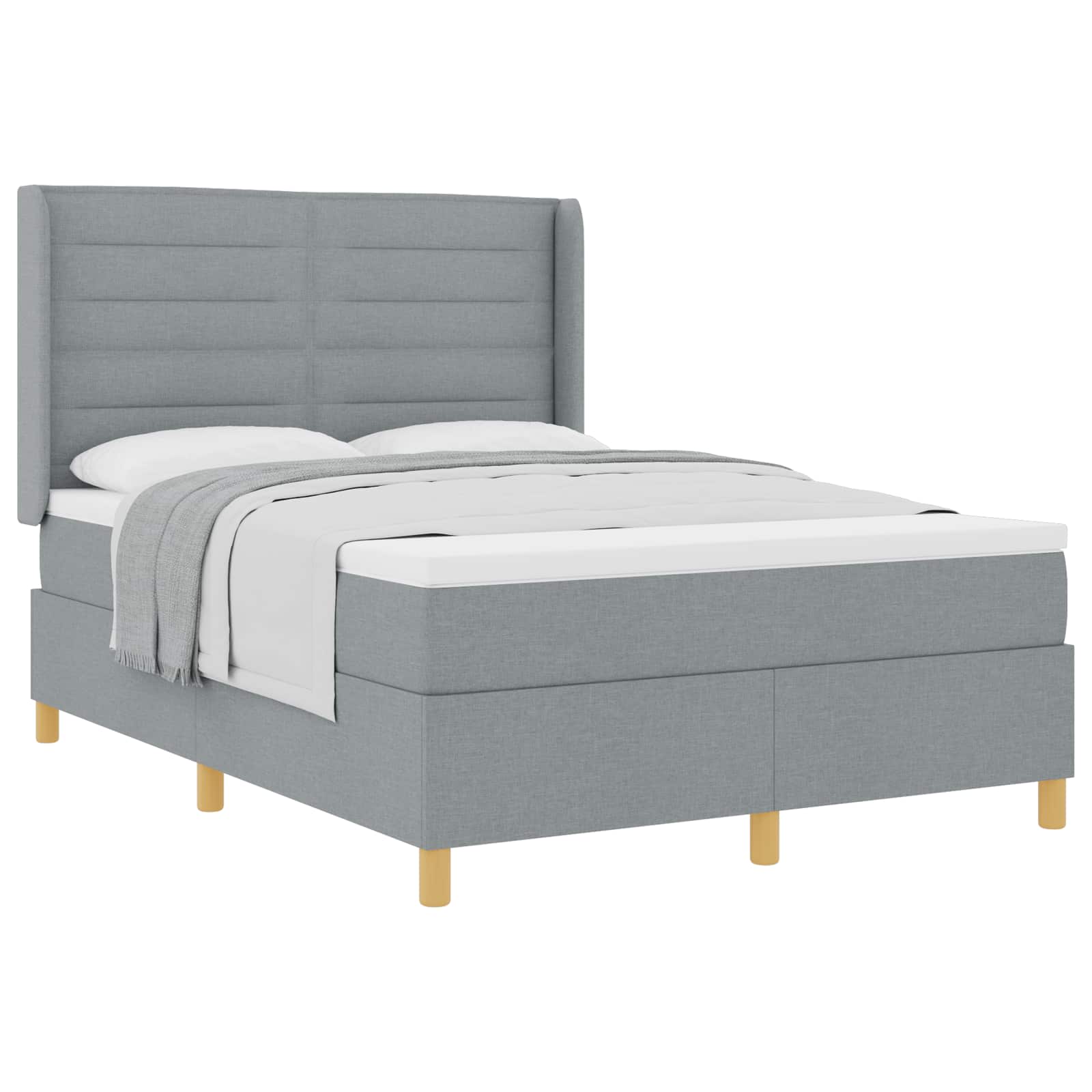 Letto a molle con materasso Grigio chiaro 140 x 190 cm Tessuto | homemem39