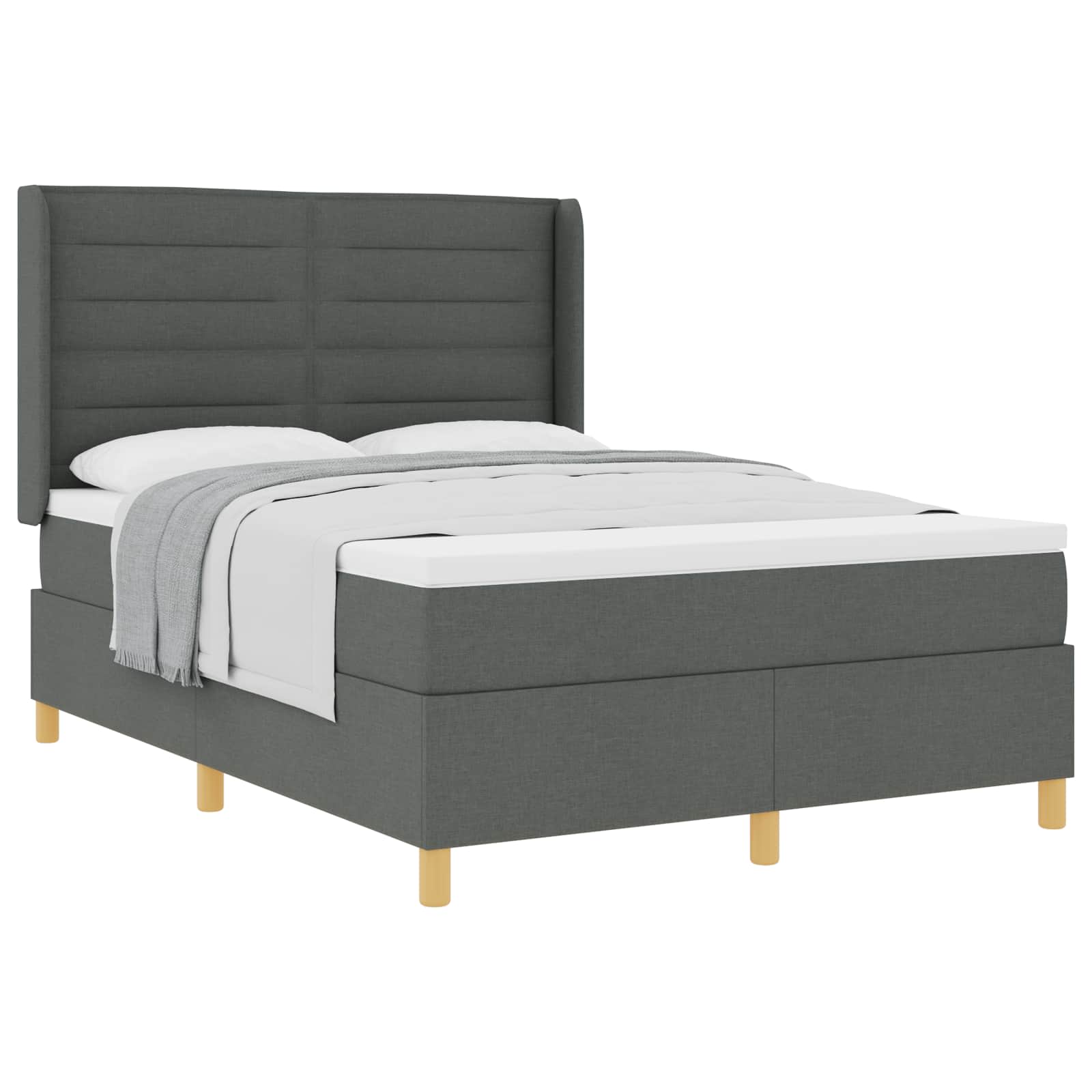 Letto a molle con materasso Grigio scuro 140 x 190 cm Tessuto | homemem39