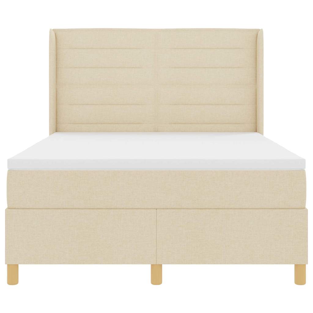 Letto a molle con materasso Crema 140 x 190 cm Tessuto | homemem39