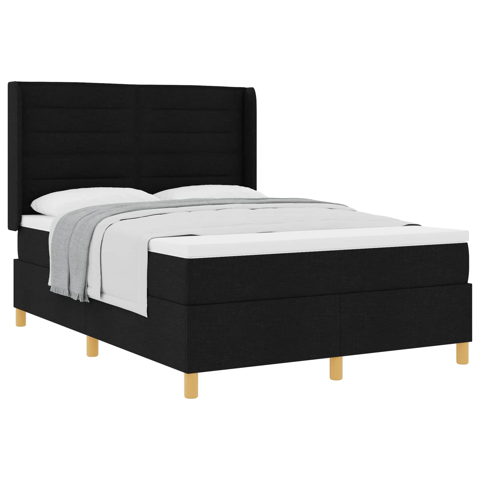 Letto a molle con materasso Nero 160 x 200 cm Tessuto | homemem39