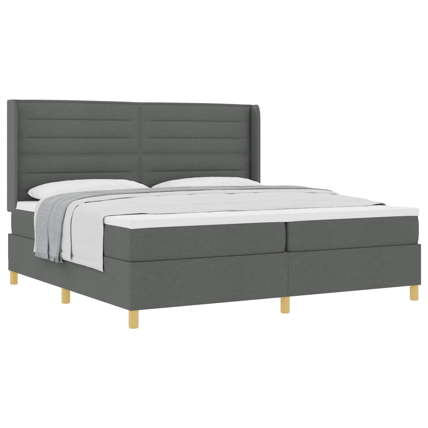 Letto a molle con materasso Grigio scuro 200 x 200 cm Tessuto | homemem39