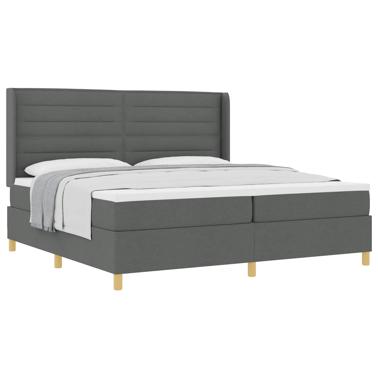 Letto a molle con materasso Grigio scuro 200 x 200 cm Tessuto | homemem39