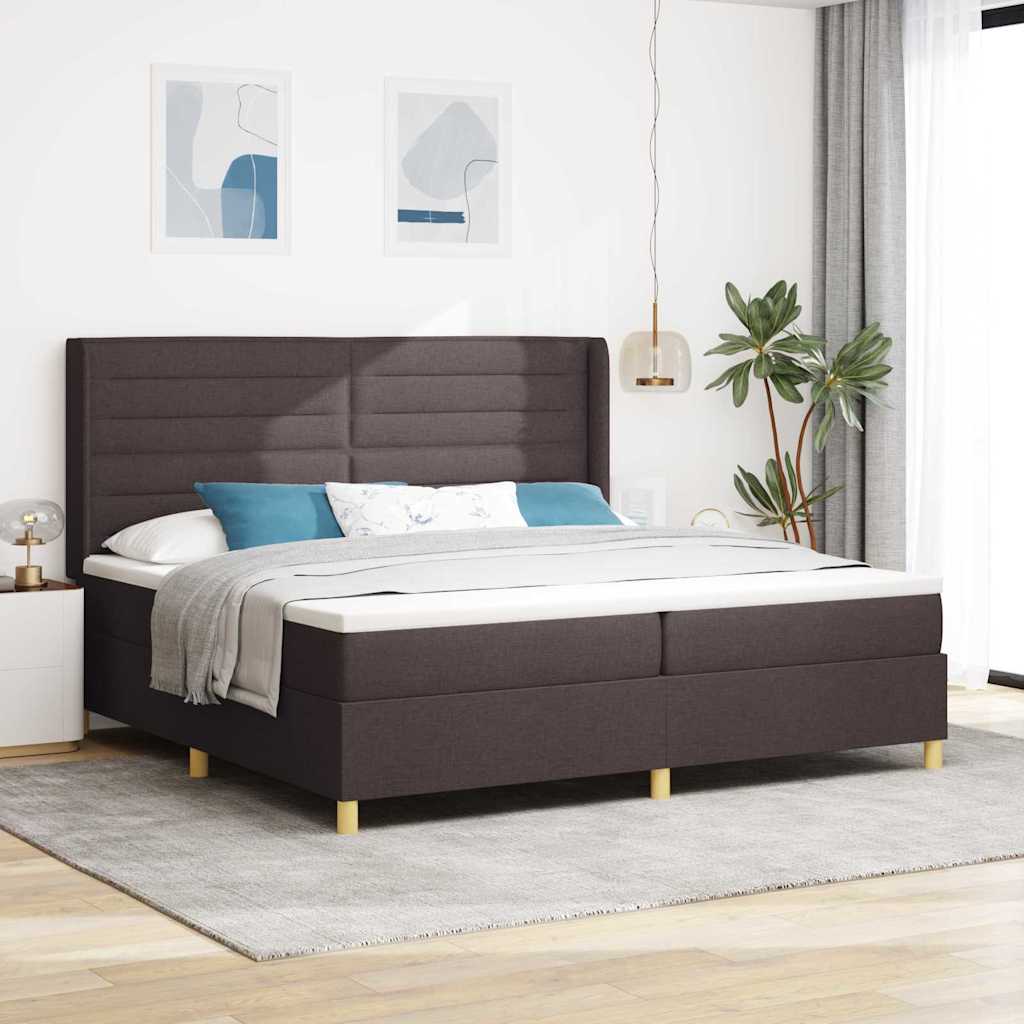 Letto a molle con materasso Marrone Scuro 200 x 200 cm Tessuto | homemem39