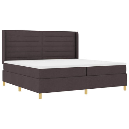 Letto a molle con materasso Marrone Scuro 200 x 200 cm Tessuto | homemem39