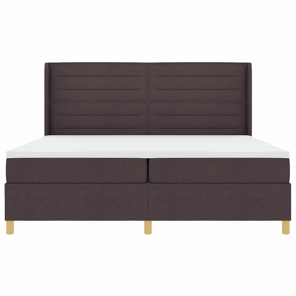 Letto a molle con materasso Marrone Scuro 200 x 200 cm Tessuto | homemem39