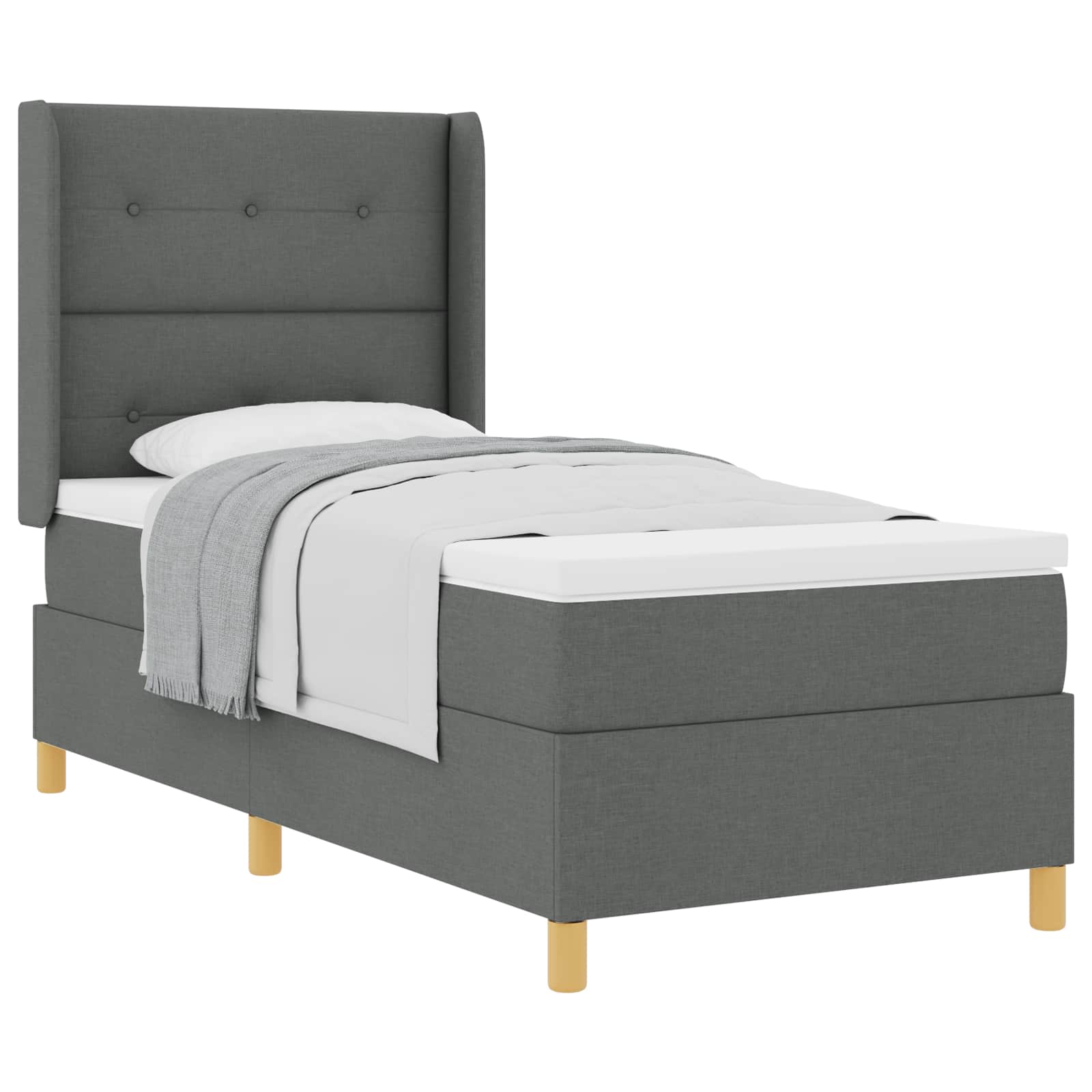 Letto a molle con testiera Grigio scuro 80 x 200 cm Tessuto | homemem39