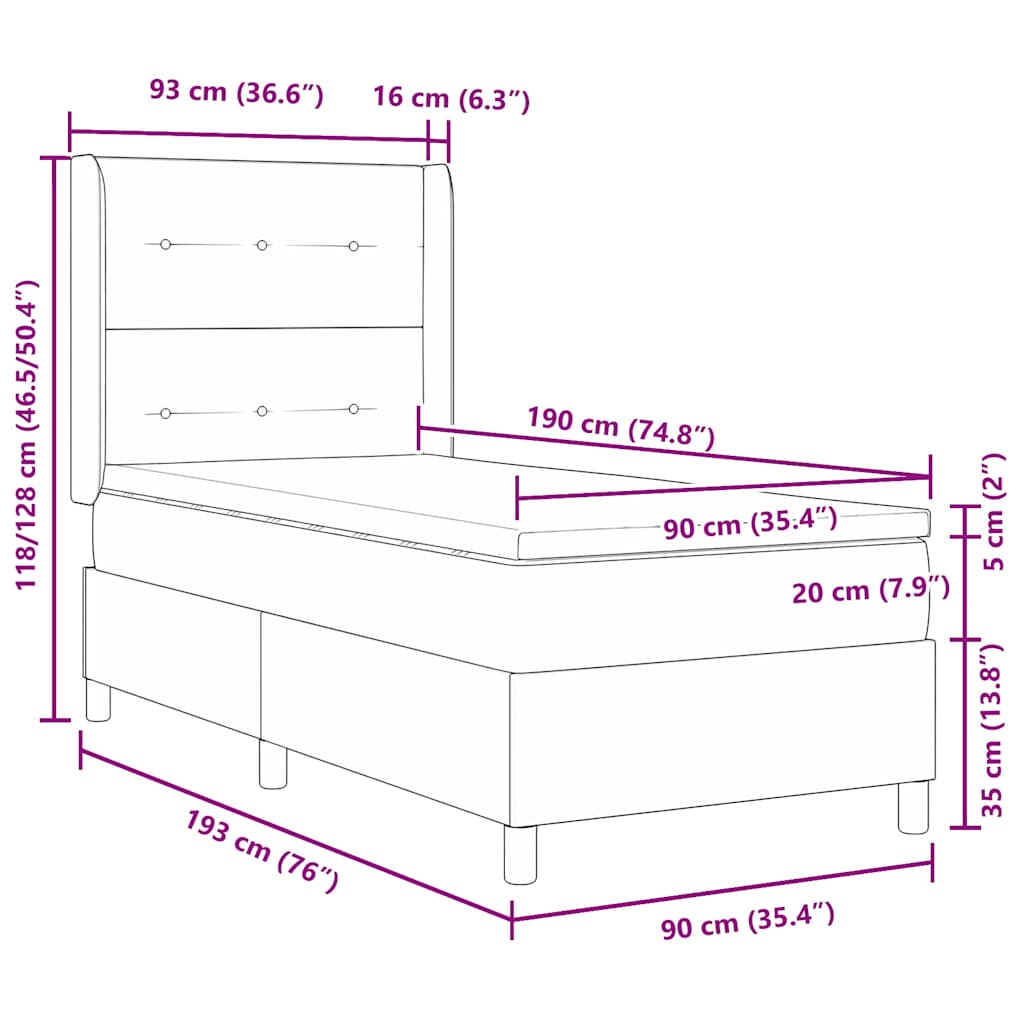 Letto a molle con testiera Talpa 90 x 190 cm Tessuto | homemem39