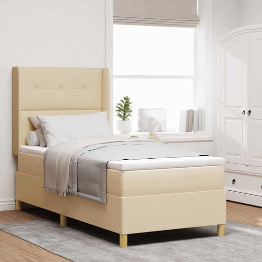 Letto a molle con testiera Crema 90 x 190 cm Tessuto | homemem39