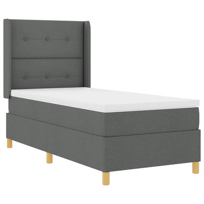 Letto a molle con materasso Grigio scuro 90 x 200 cm Tessuto