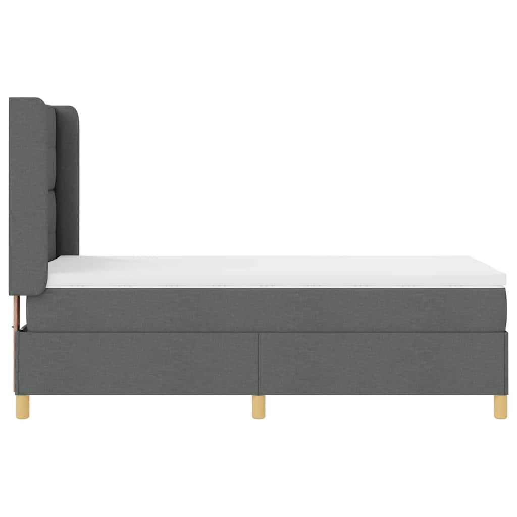 Letto a molle con materasso Grigio scuro 90 x 200 cm Tessuto
