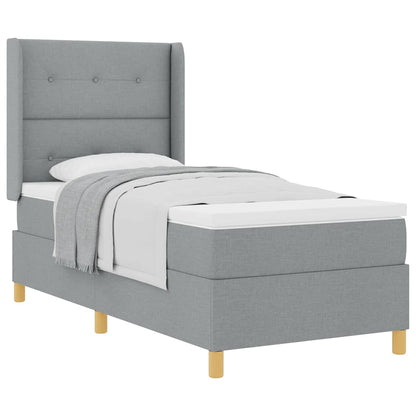 Letto a Molle con materasso Grigio chiaro 100 x 200 cm Tessuto