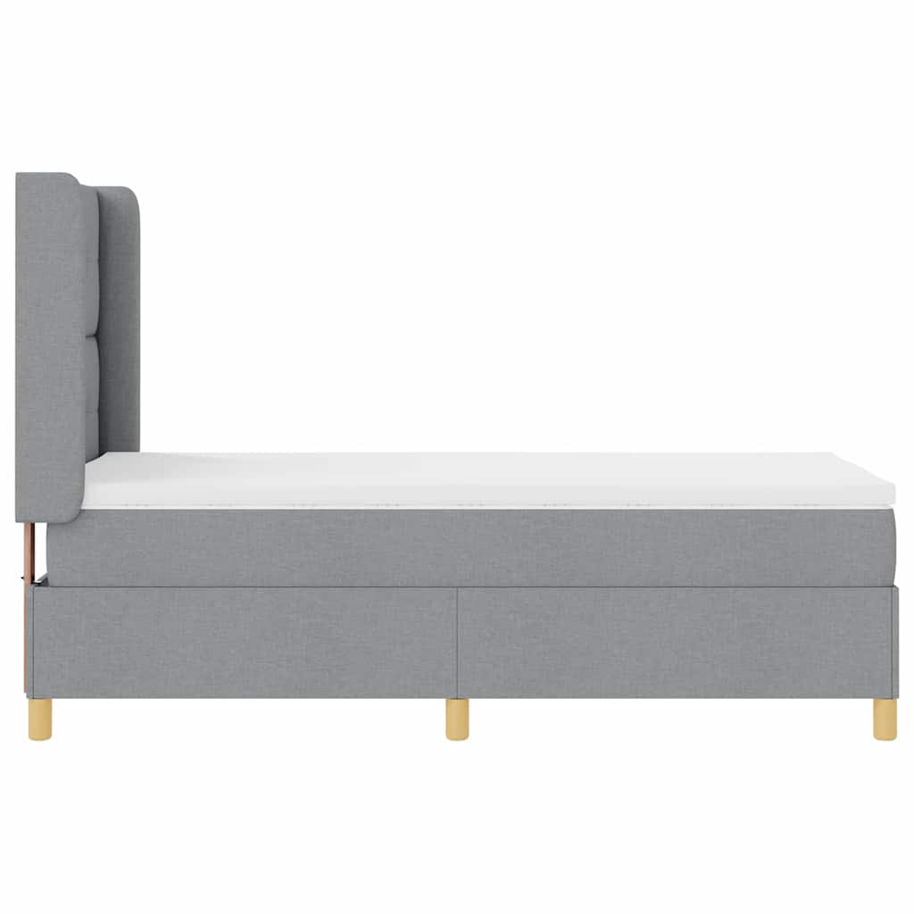 Letto a Molle con materasso Grigio chiaro 100 x 200 cm Tessuto