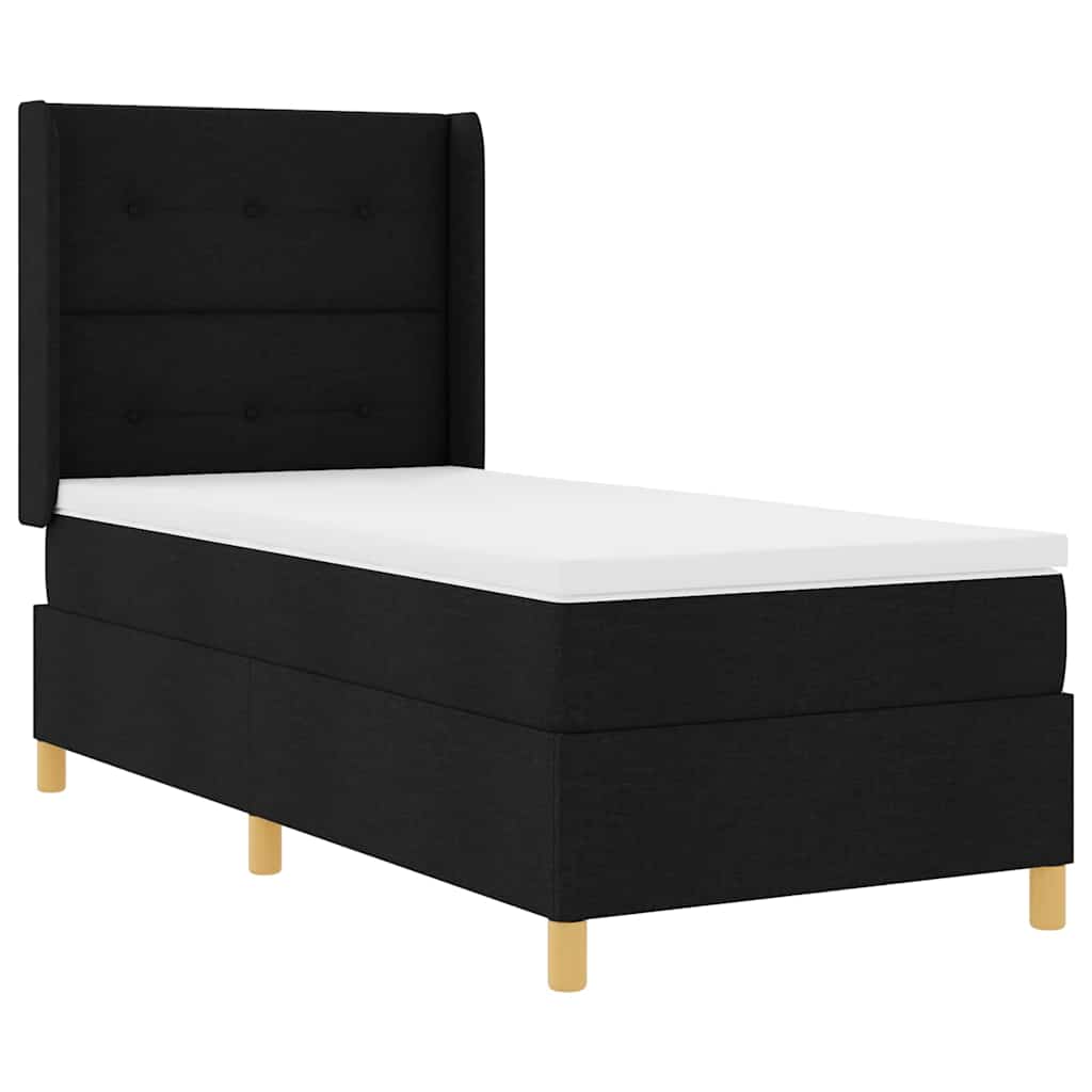 Letto a Molle con materasso Nero 100 x 200 cm Tessuto