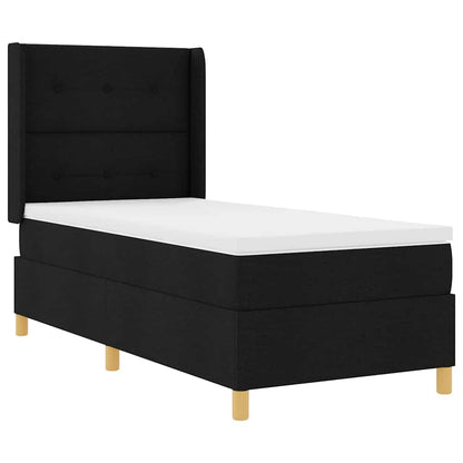 Letto a Molle con materasso Nero 100 x 200 cm Tessuto