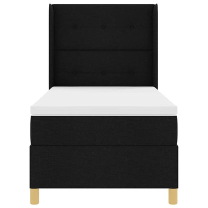 Letto a Molle con materasso Nero 100 x 200 cm Tessuto