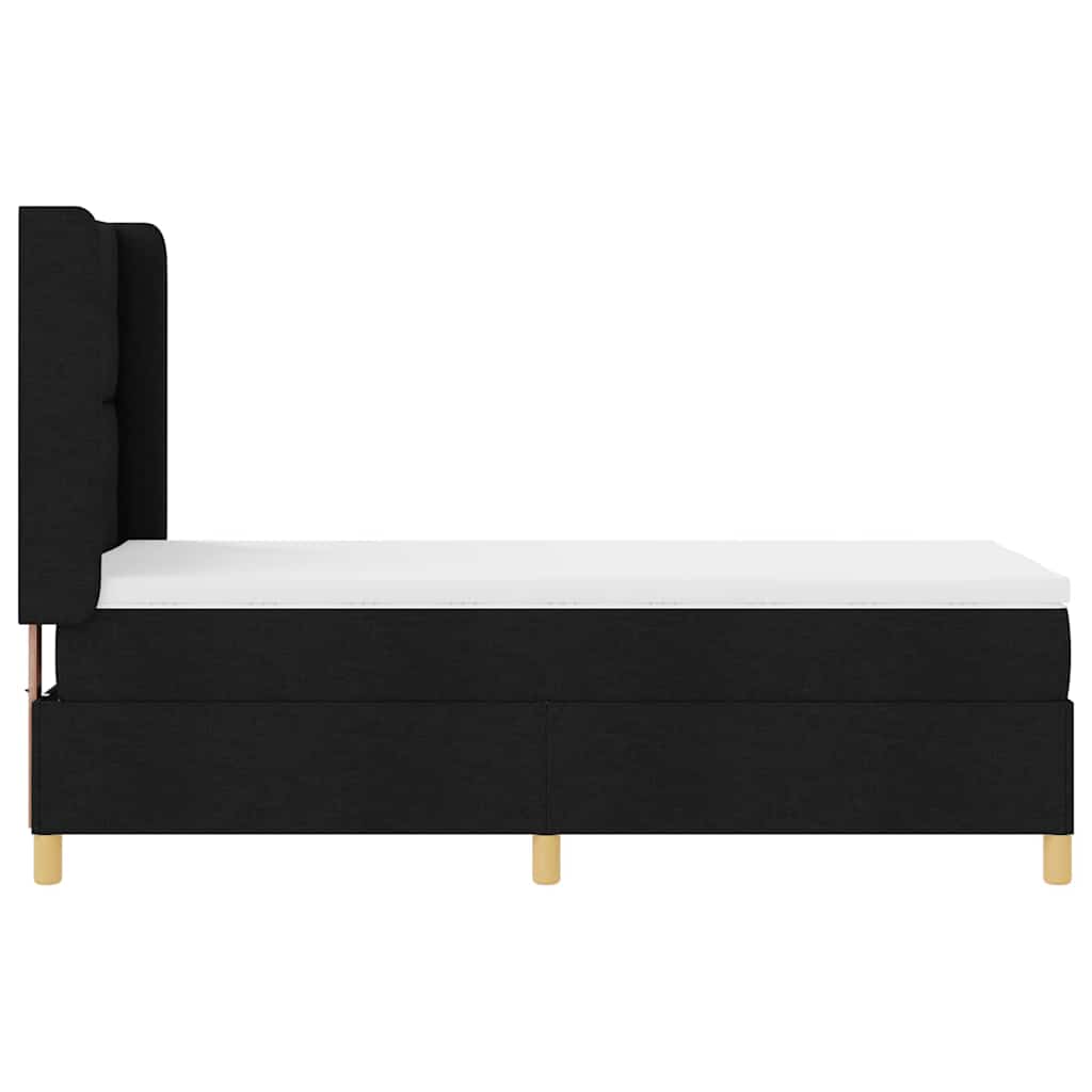 Letto a Molle con materasso Nero 100 x 200 cm Tessuto