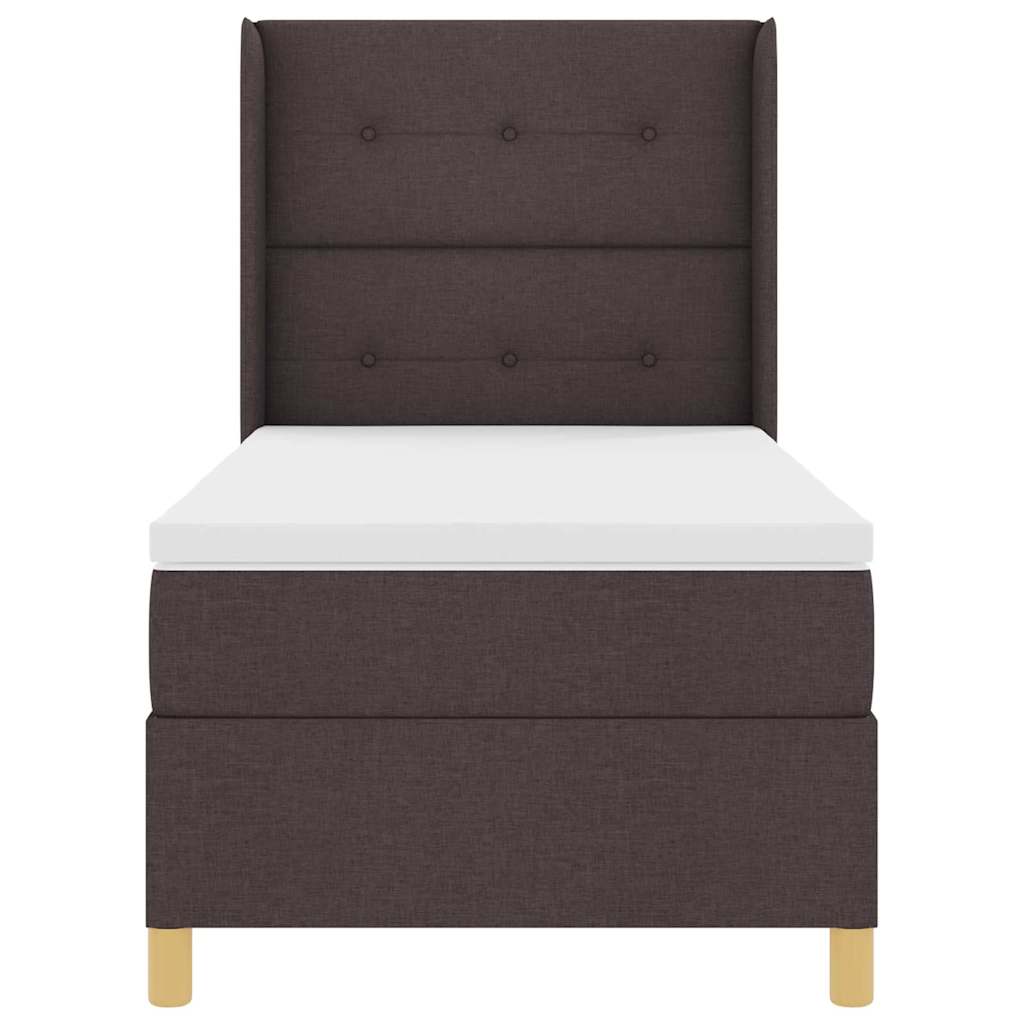Letto a molle con testiera Marrone Scuro 100 x 200 cm Tessuto | homemem39