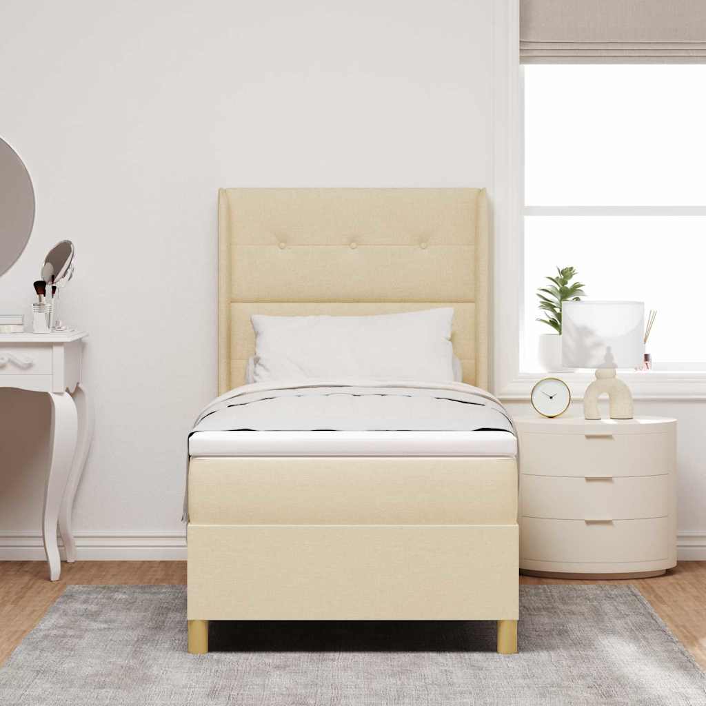 Letto a molle con testiera Crema 100 x 200 cm Tessuto | homemem39