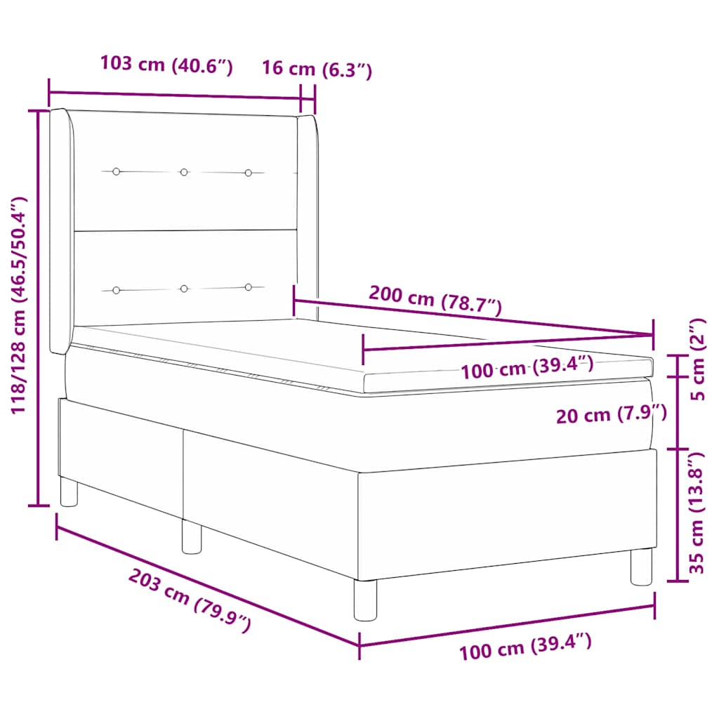 Letto a molle con testiera Blu 100 x 200 cm Tessuto | homemem39