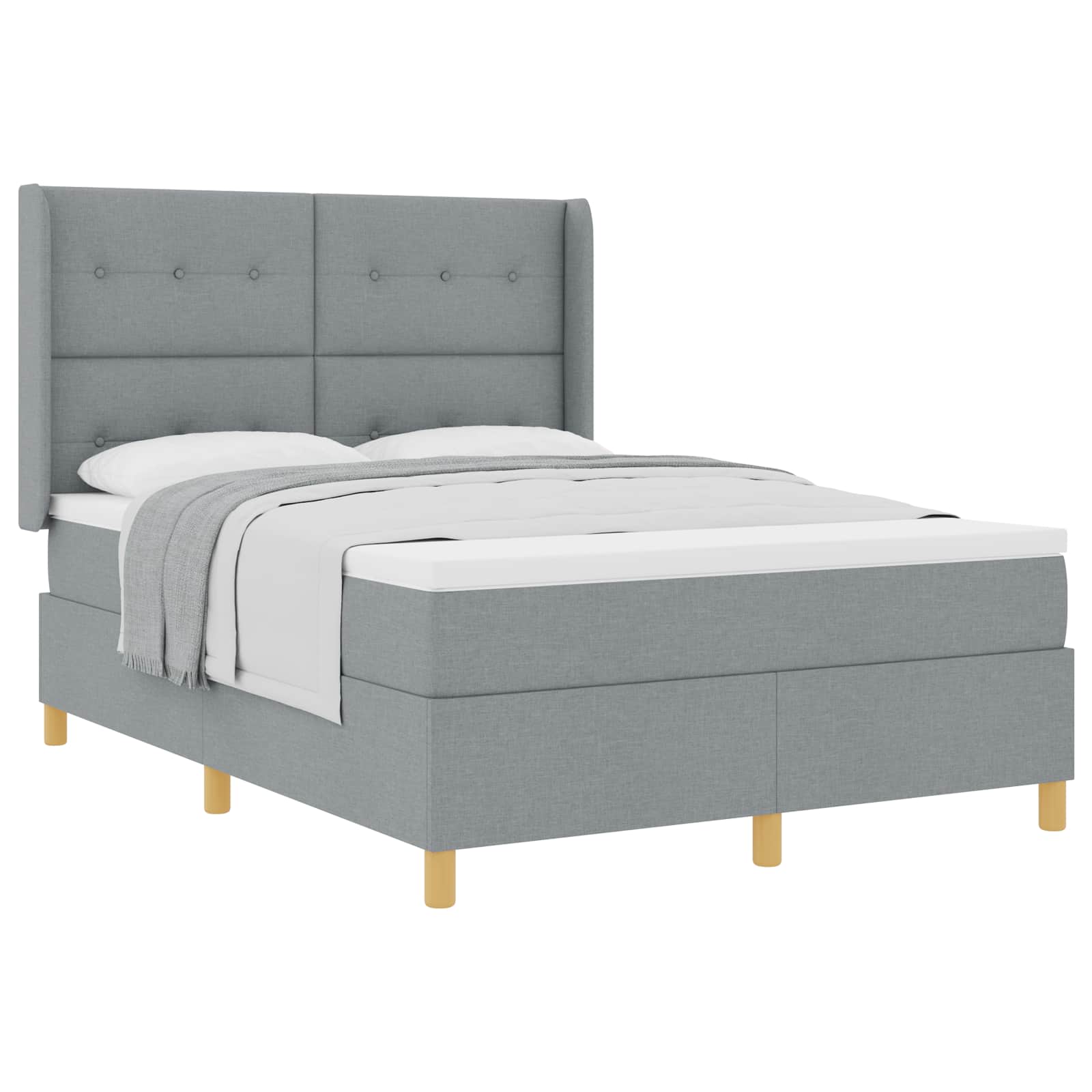 Letto a molle con testiera Grigio chiaro 140 x 190 cm Tessuto | homemem39