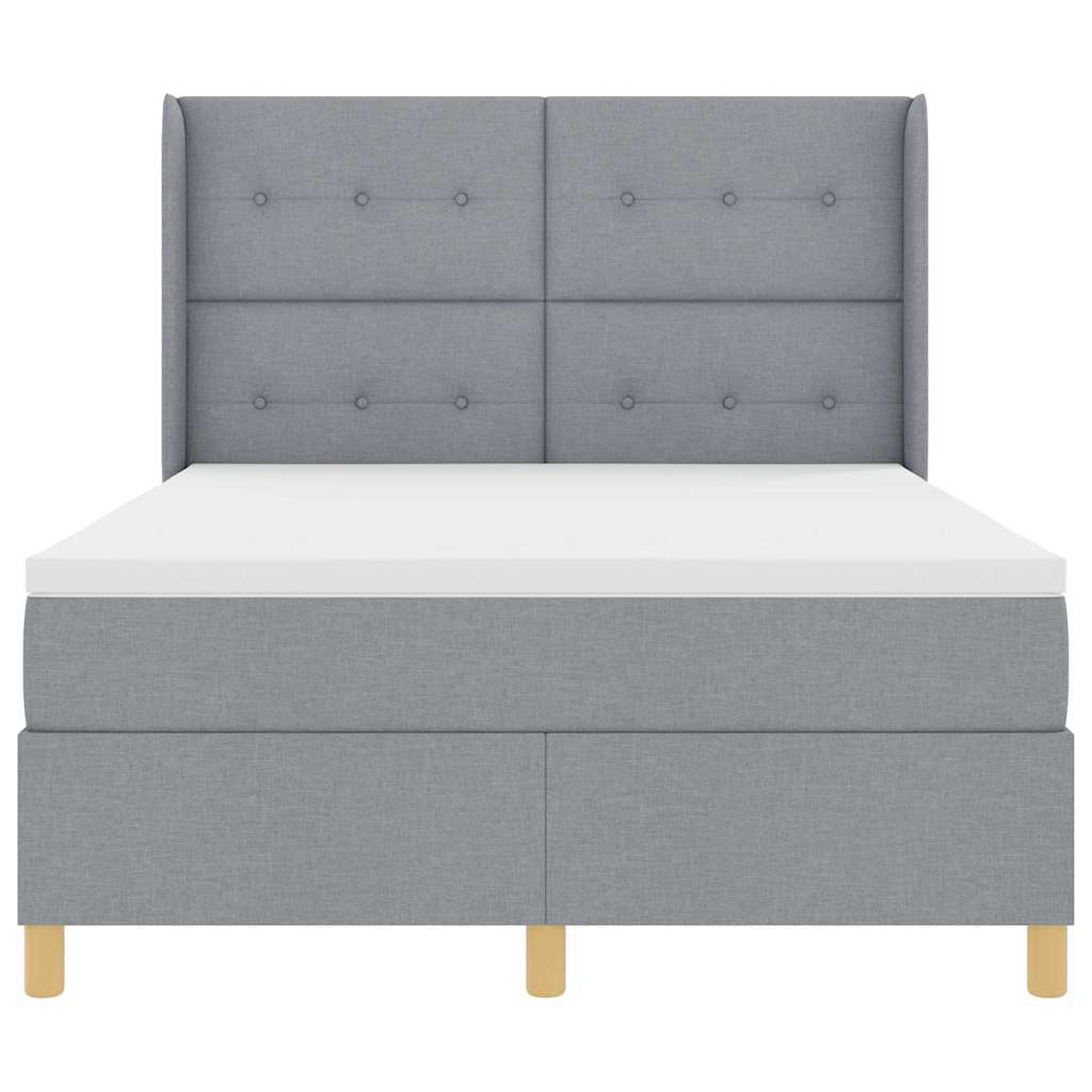Letto a molle con testiera Grigio chiaro 140 x 190 cm Tessuto | homemem39