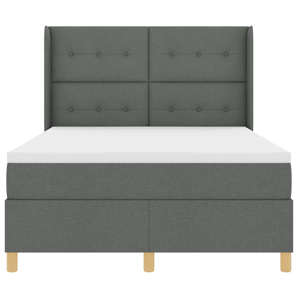 Letto a molle con materasso Grigio scuro 140 x 190 cm Tessuto