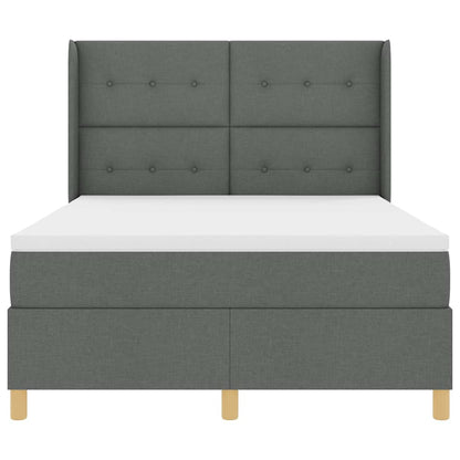 Letto a molle con materasso Grigio scuro 140 x 190 cm Tessuto